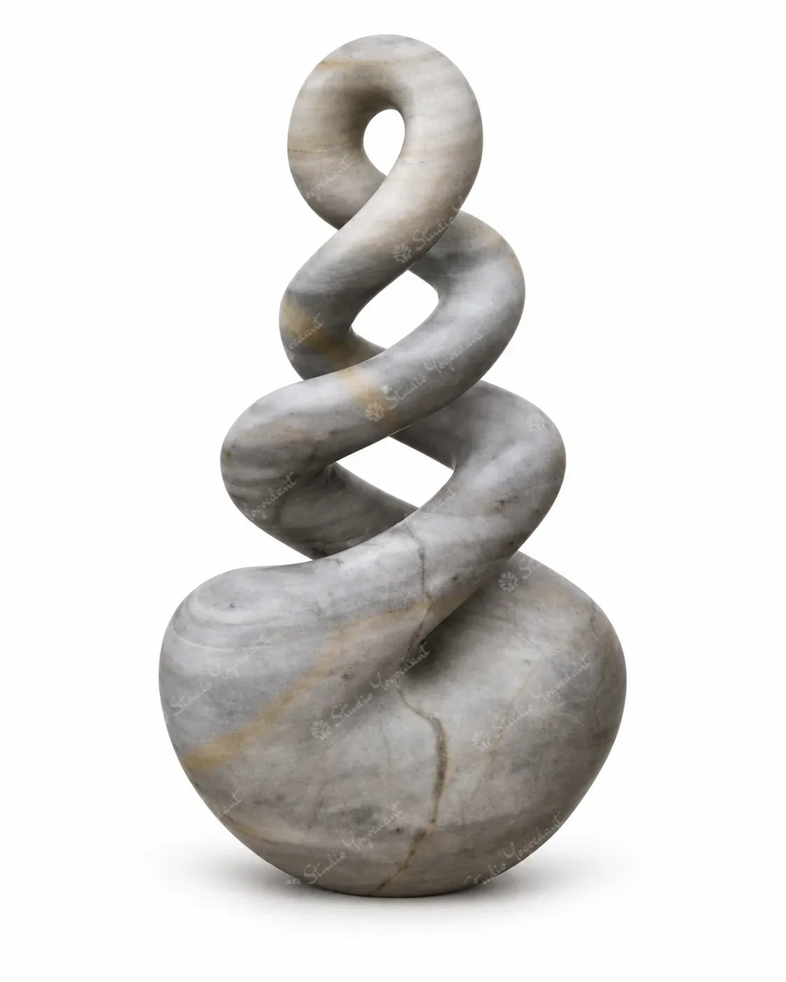 Grey Marble Spiral Abstract Sculpture