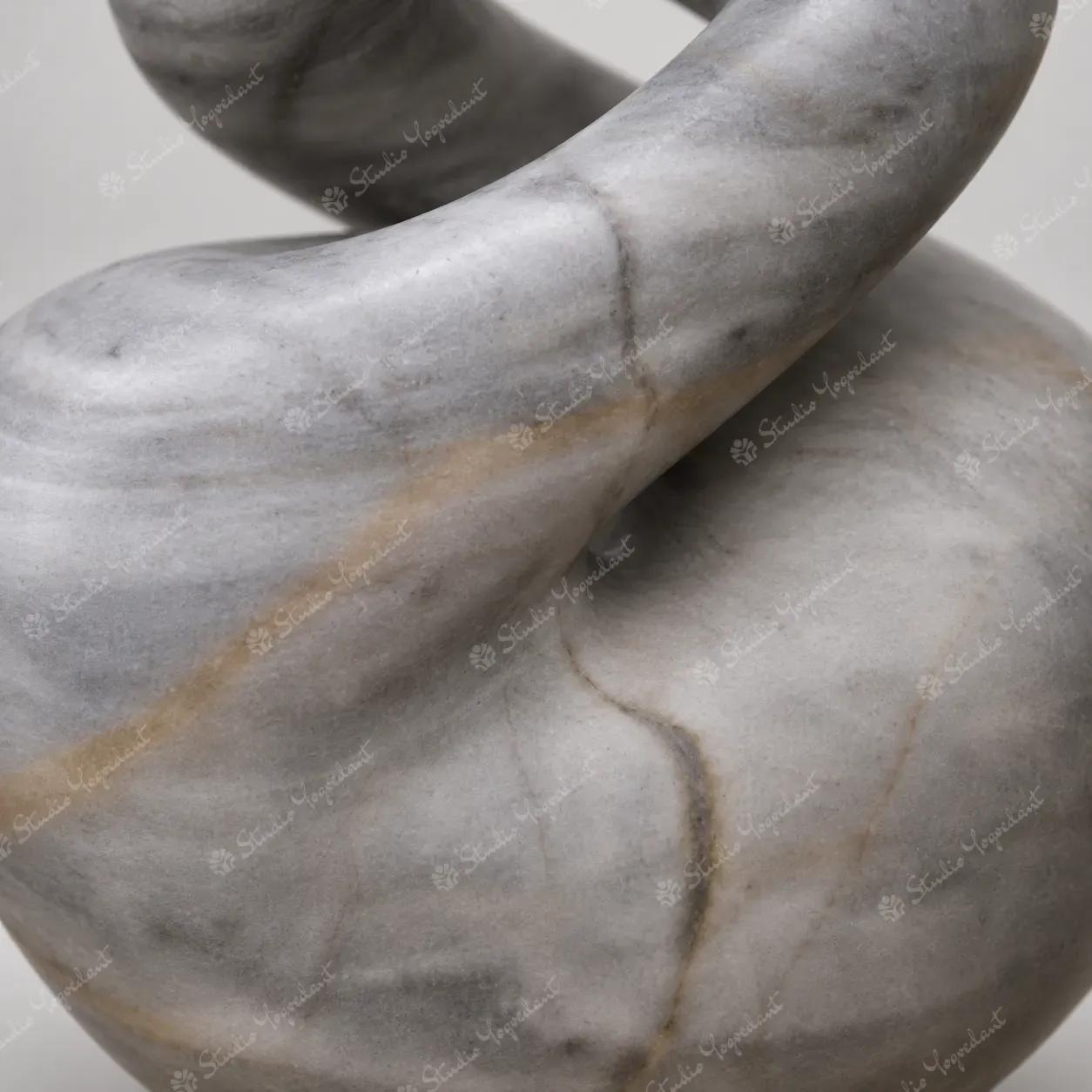 Grey Marble Spiral Abstract Sculpture - Image 2