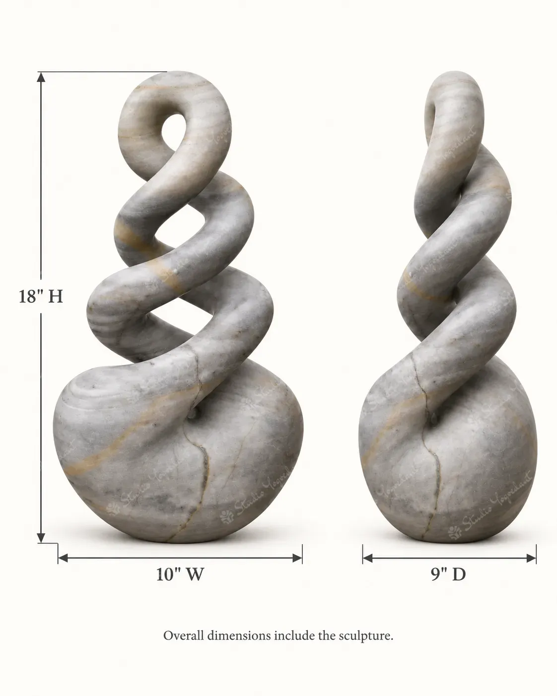 Grey Marble Spiral Abstract Sculpture - Image 4