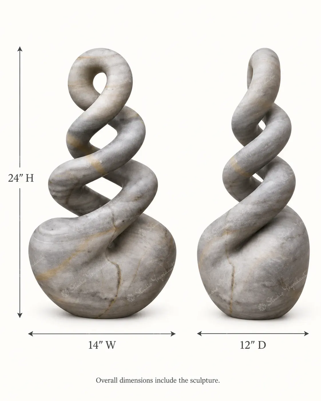 Grey Marble Spiral Abstract Sculpture - Image 5