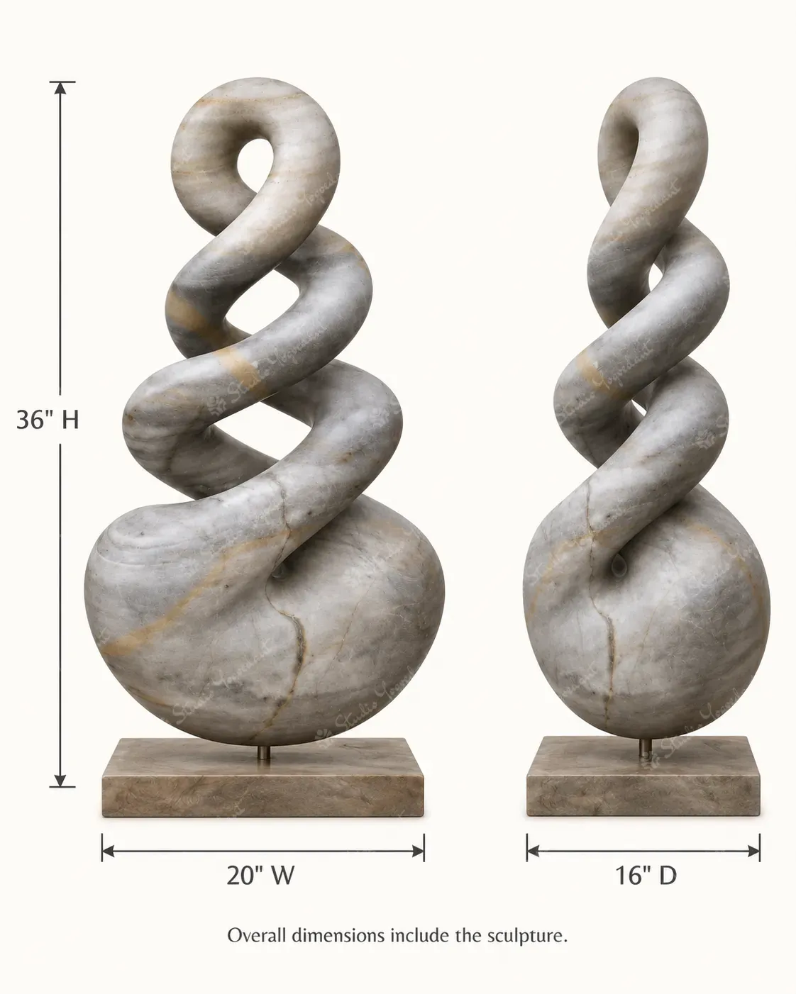 Grey Marble Spiral Abstract Sculpture - Image 6