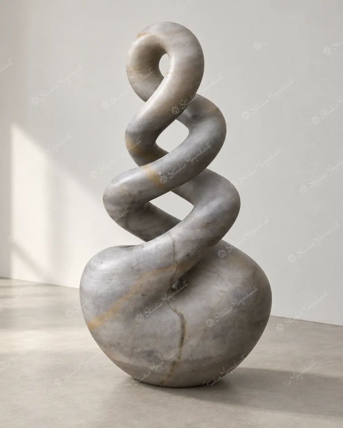 Grey Marble Spiral Abstract Sculpture - Image 7