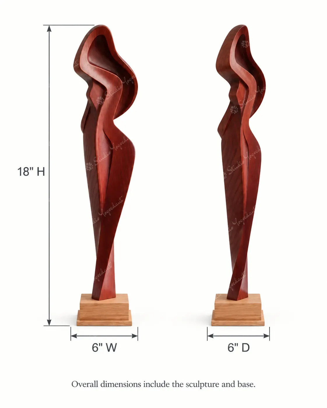 Wood-Tone Abstract Female Figure Sculpture - Image 4