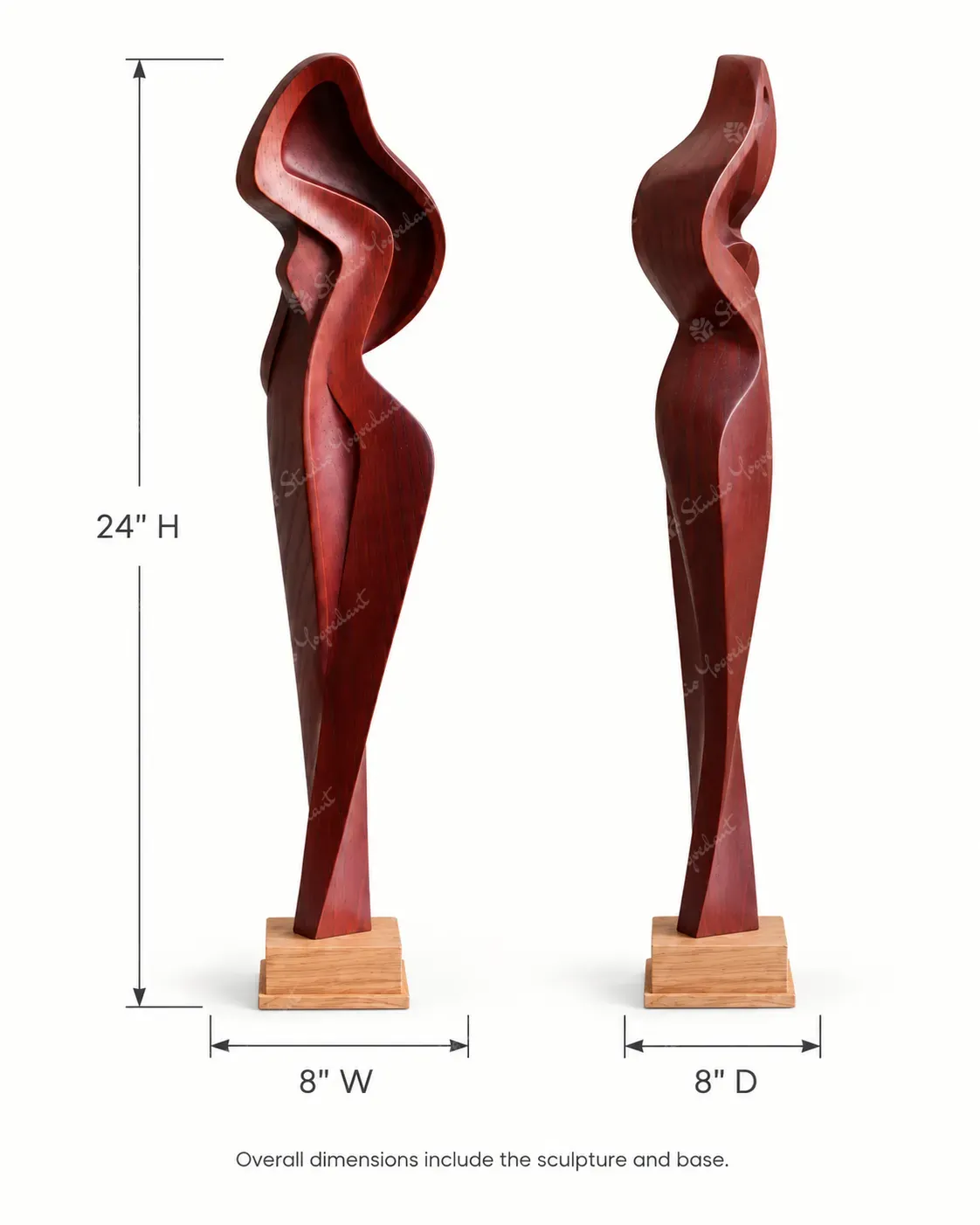 Wood-Tone Abstract Female Figure Sculpture - Image 5