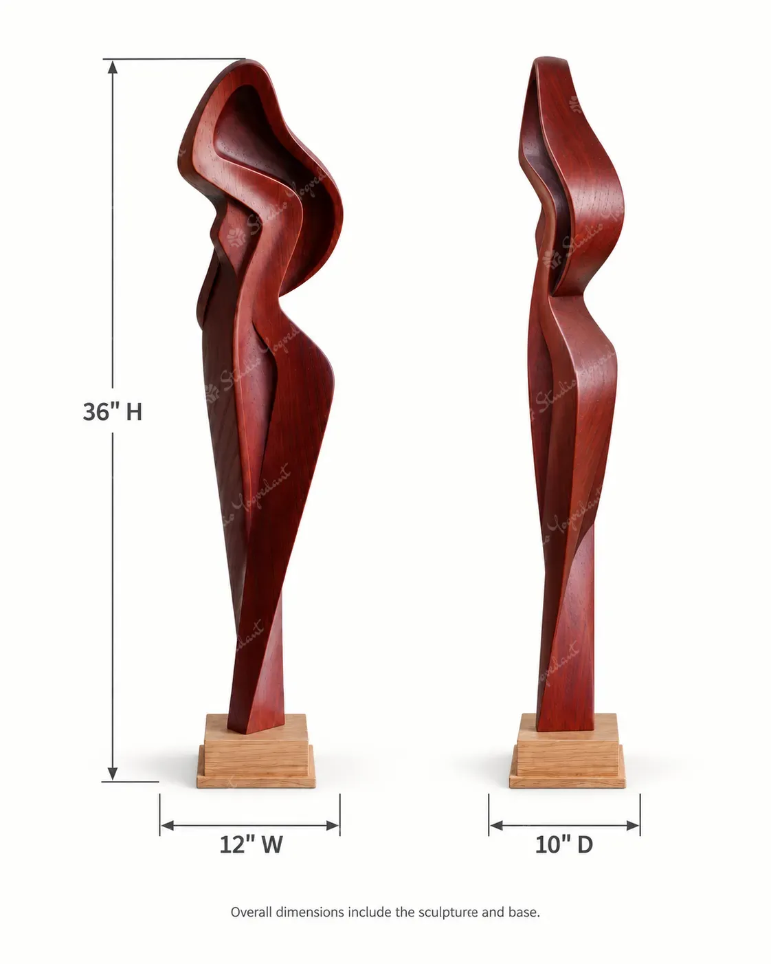 Wood-Tone Abstract Female Figure Sculpture - Image 6