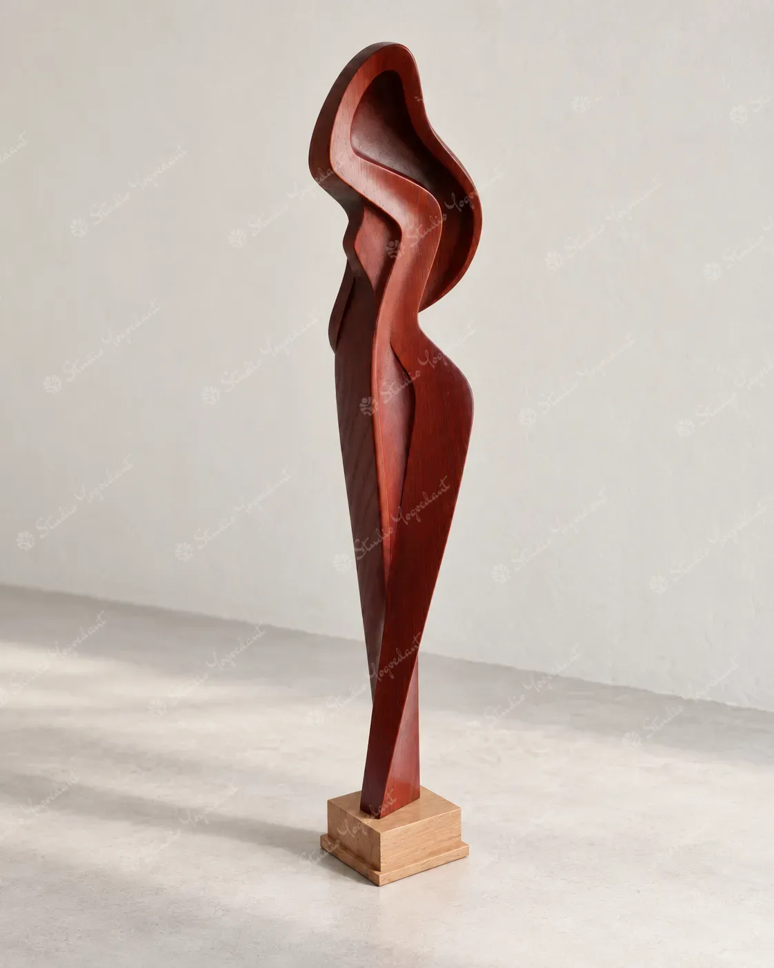 Wood-Tone Abstract Female Figure Sculpture - Image 7
