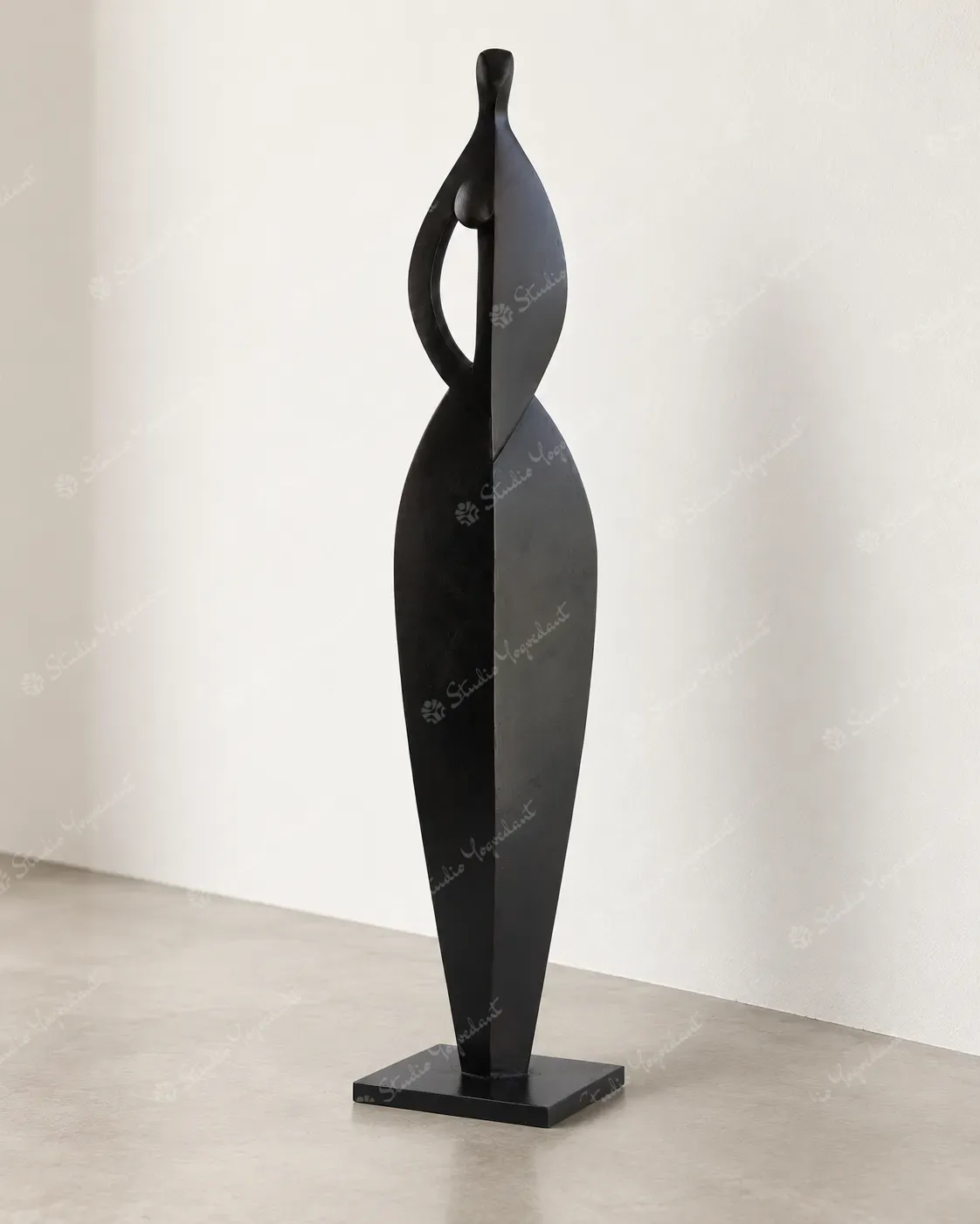 Black Metal Abstract Woman Sculpture - Image 7