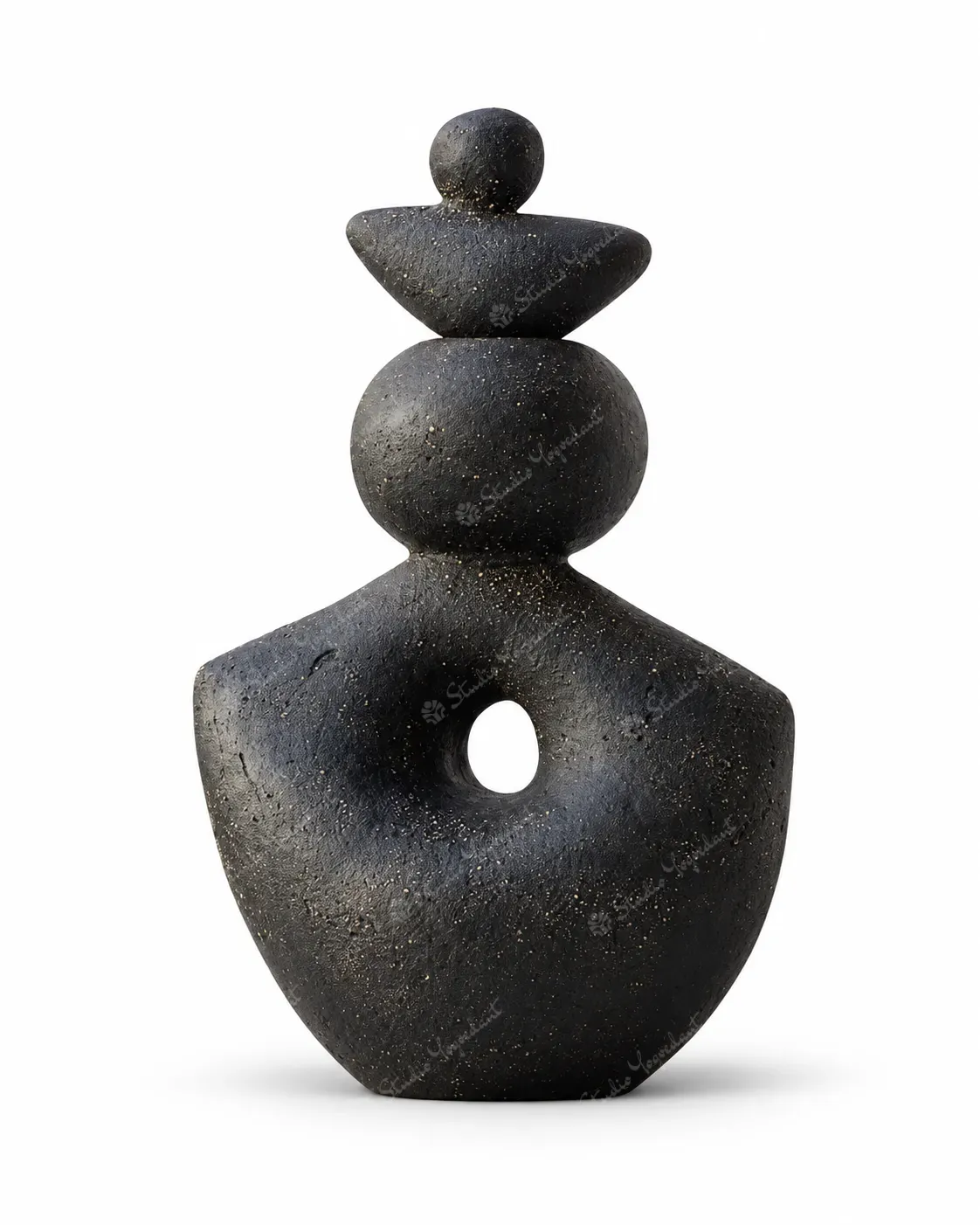 Black Balanced Stone Abstract Sculpture
