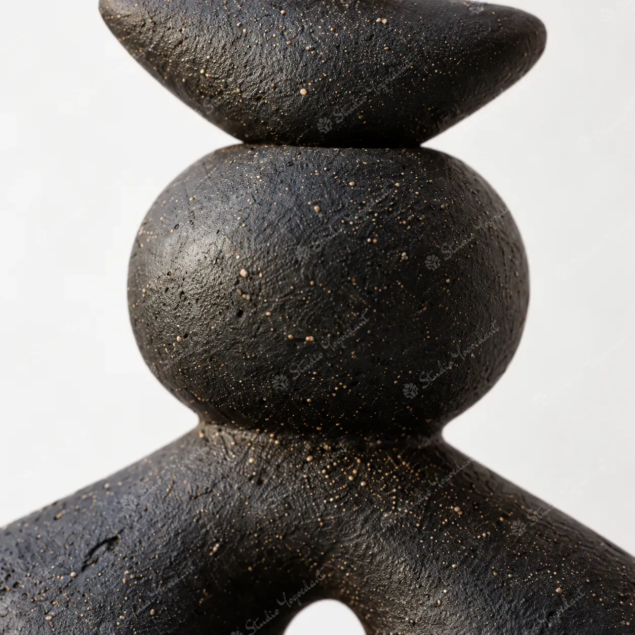 Black Balanced Stone Abstract Sculpture - Image 2