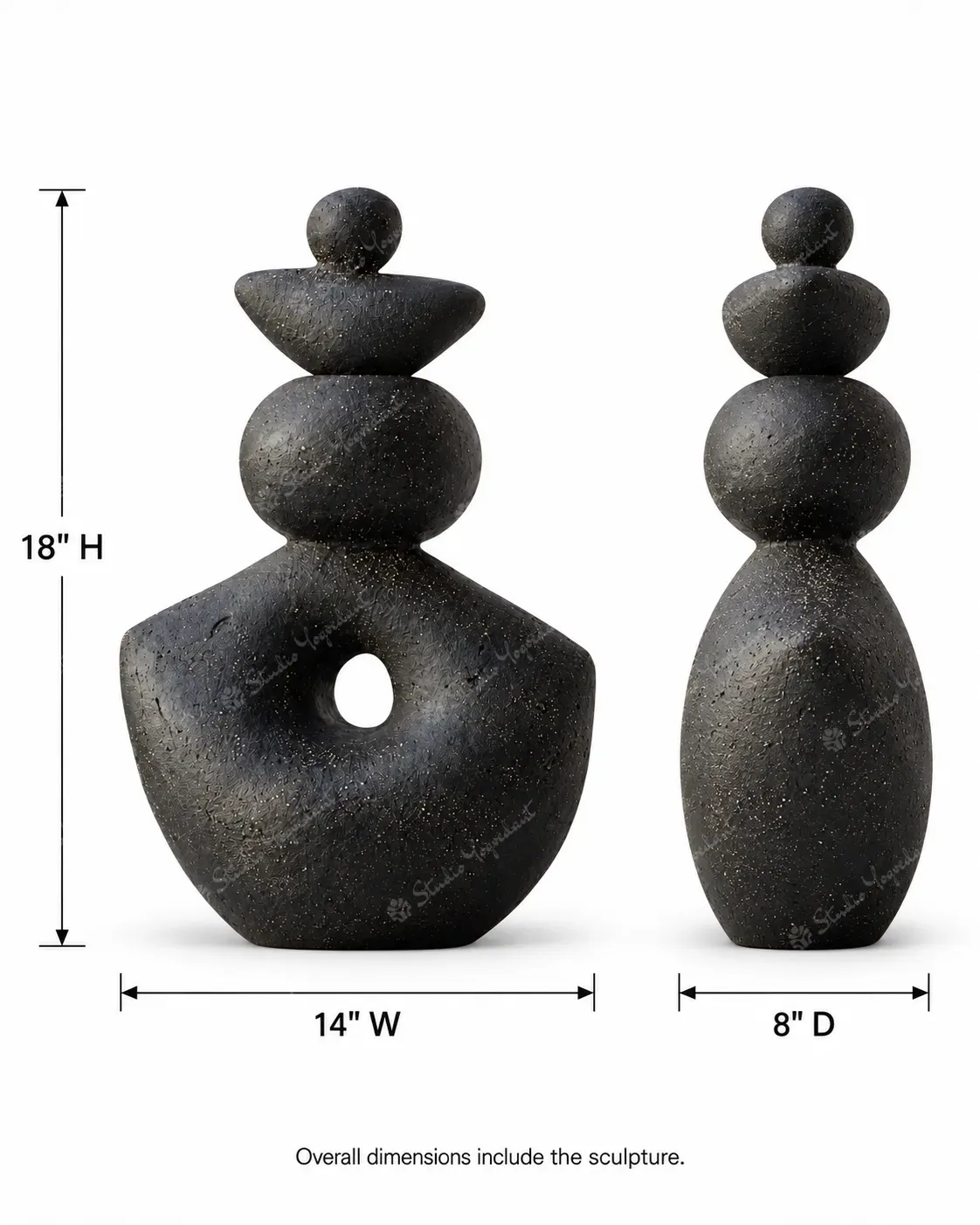 Black Balanced Stone Abstract Sculpture - Image 4