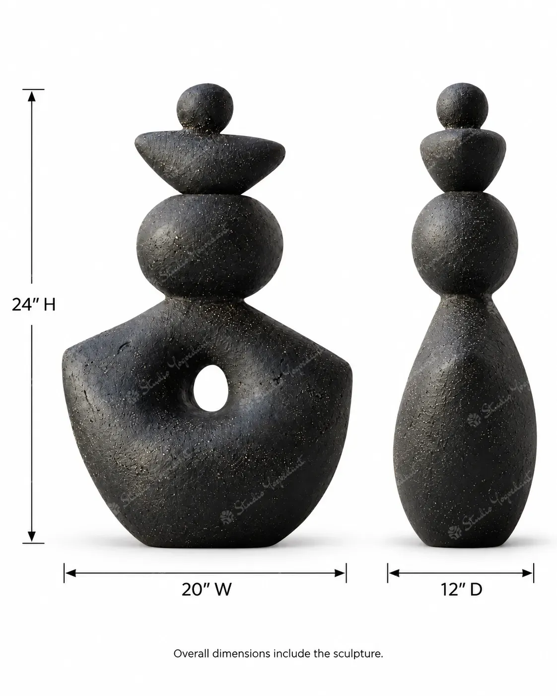 Black Balanced Stone Abstract Sculpture - Image 5