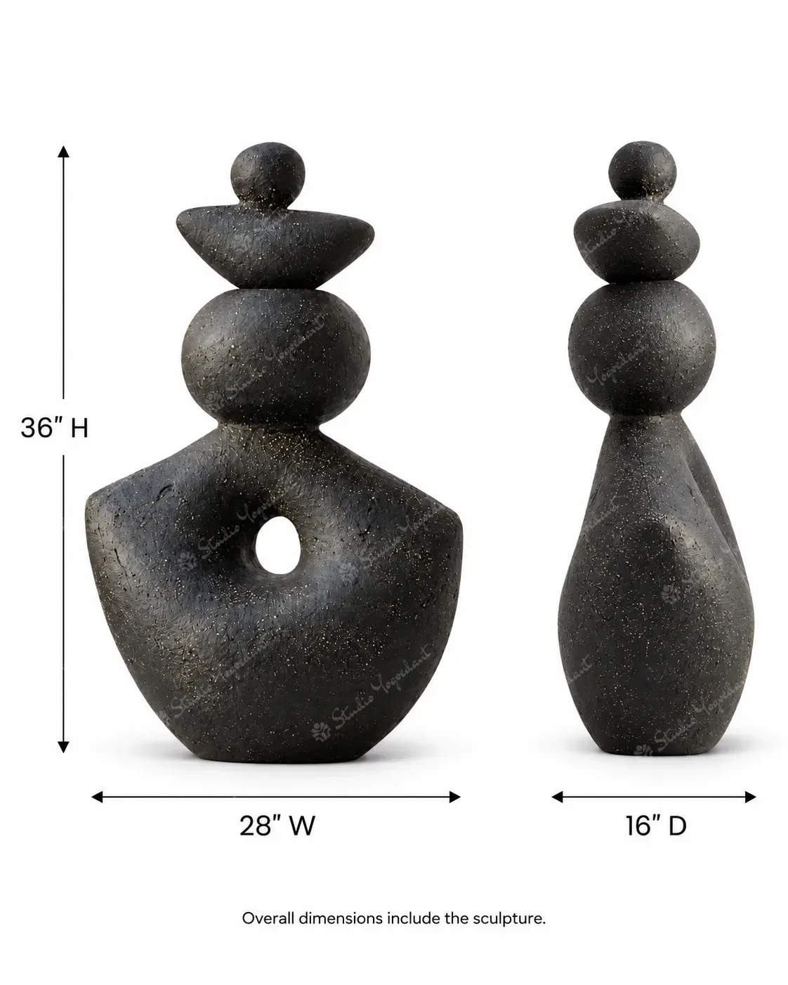 Black Balanced Stone Abstract Sculpture - Image 6