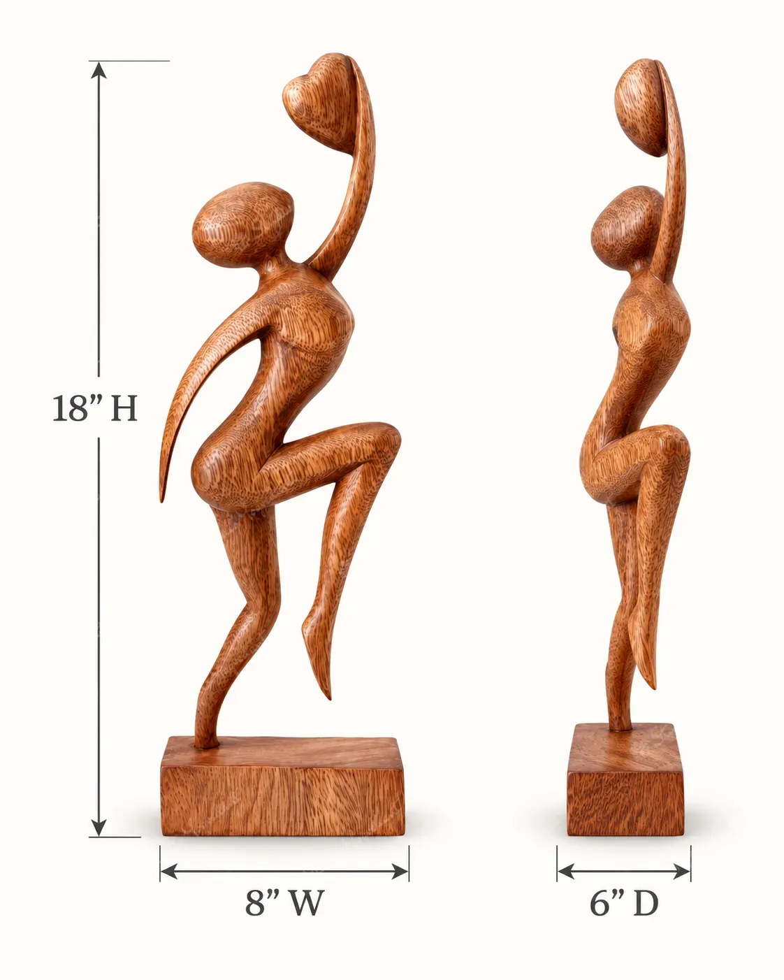 Wooden Dancing Woman Figurative Sculpture - Image 4