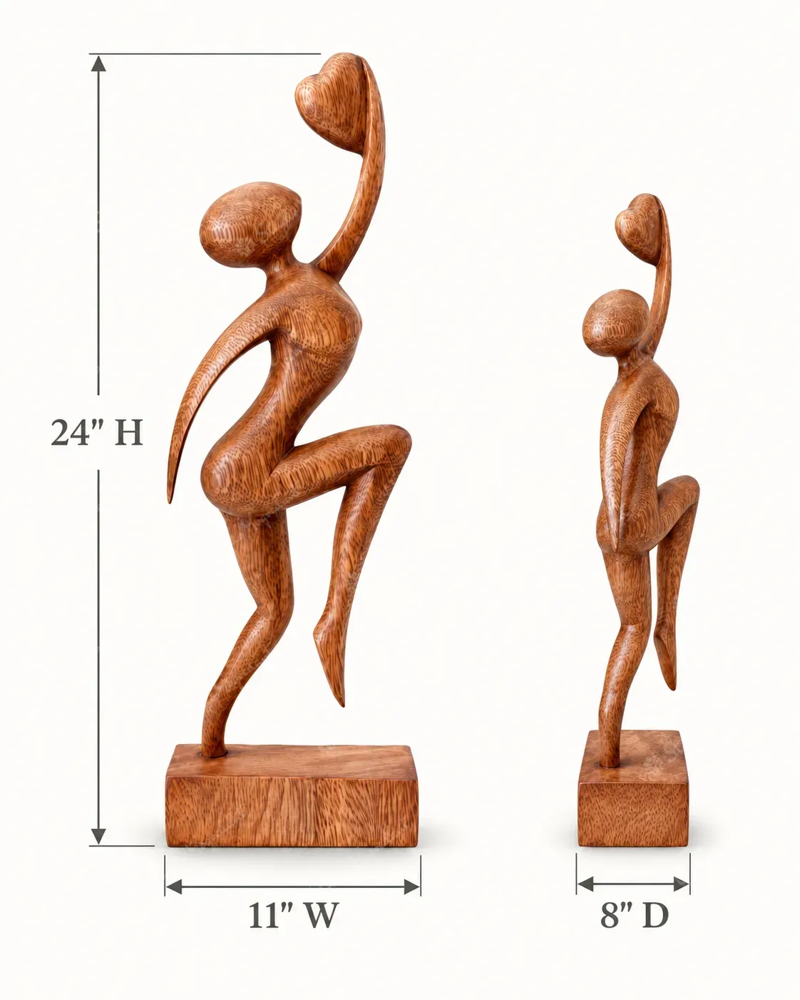 Wooden Dancing Woman Figurative Sculpture - Image 5