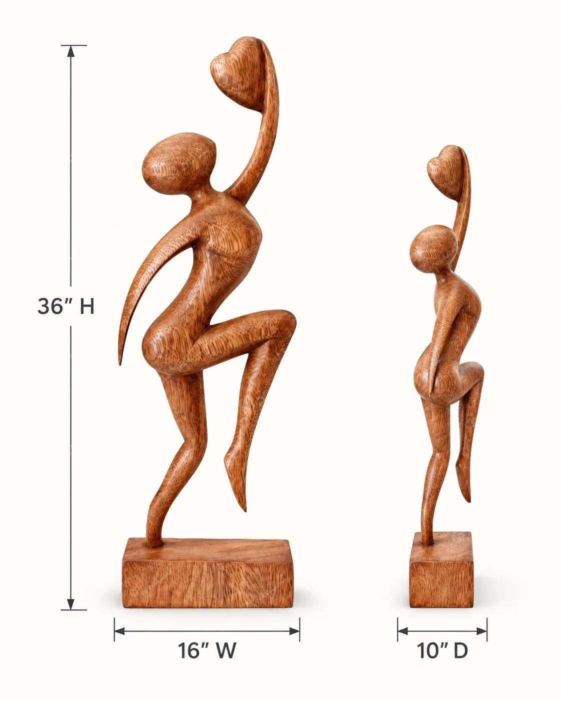 Wooden Dancing Woman Figurative Sculpture - Image 6