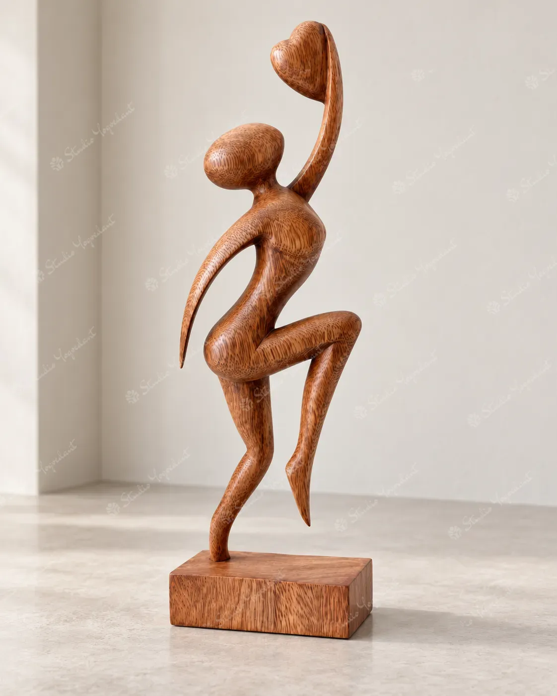 Wooden Dancing Woman Figurative Sculpture - Image 7