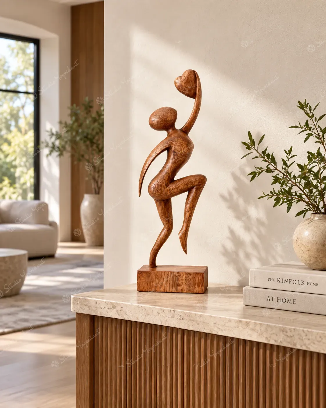 Wooden Dancing Woman Figurative Sculpture - Image 8