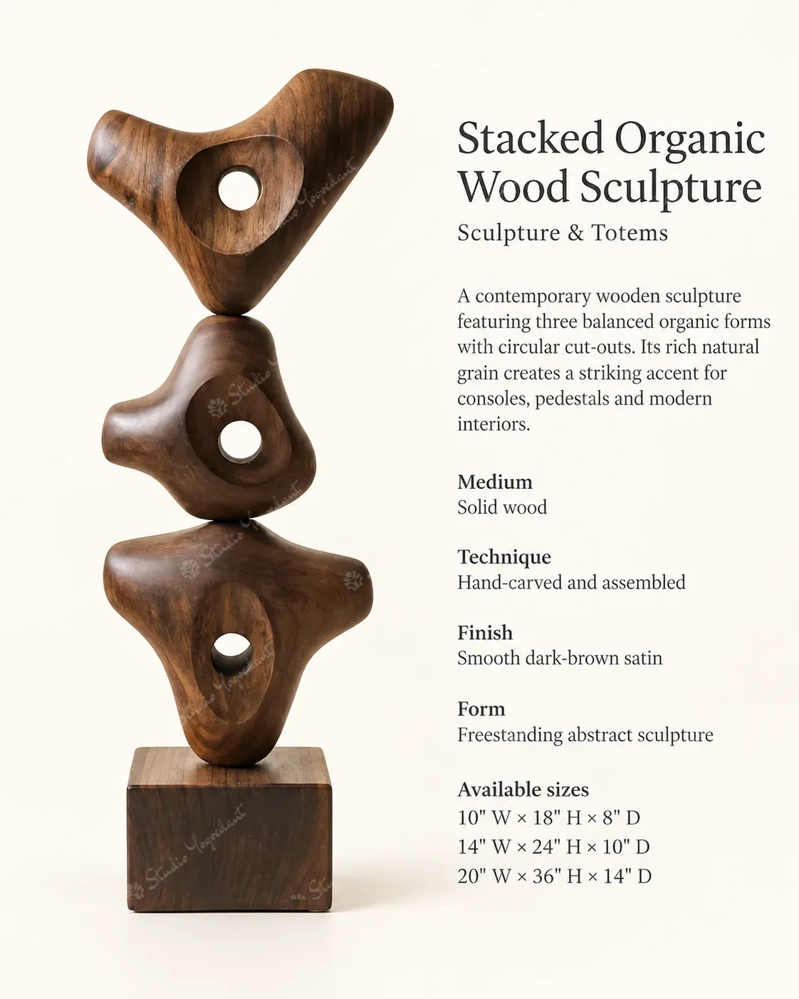 Stacked Organic Wood Sculpture - Image 3
