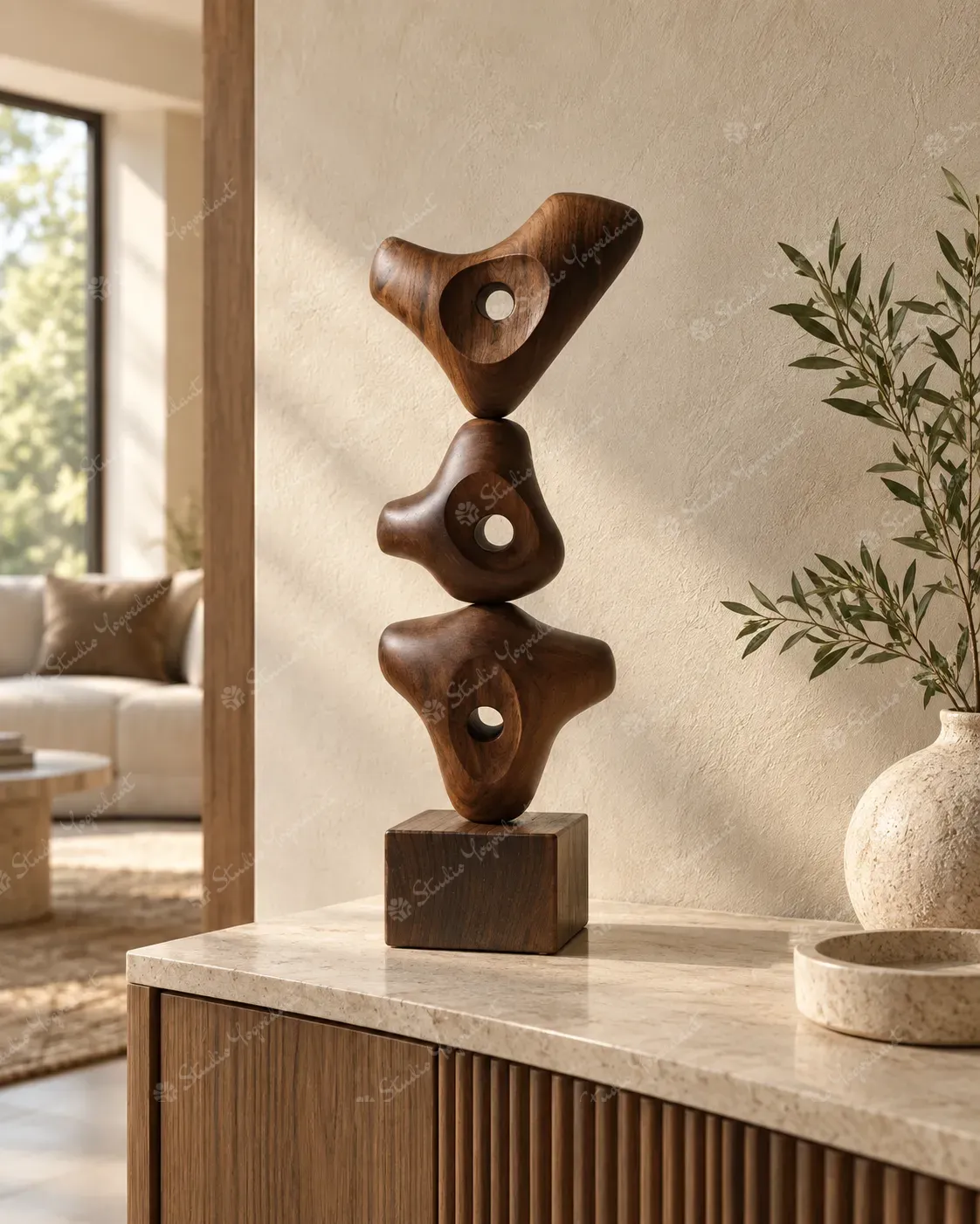Stacked Organic Wood Sculpture - Image 8