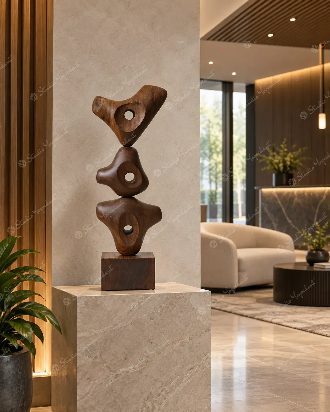 Stacked Organic Wood Sculpture - Image 9
