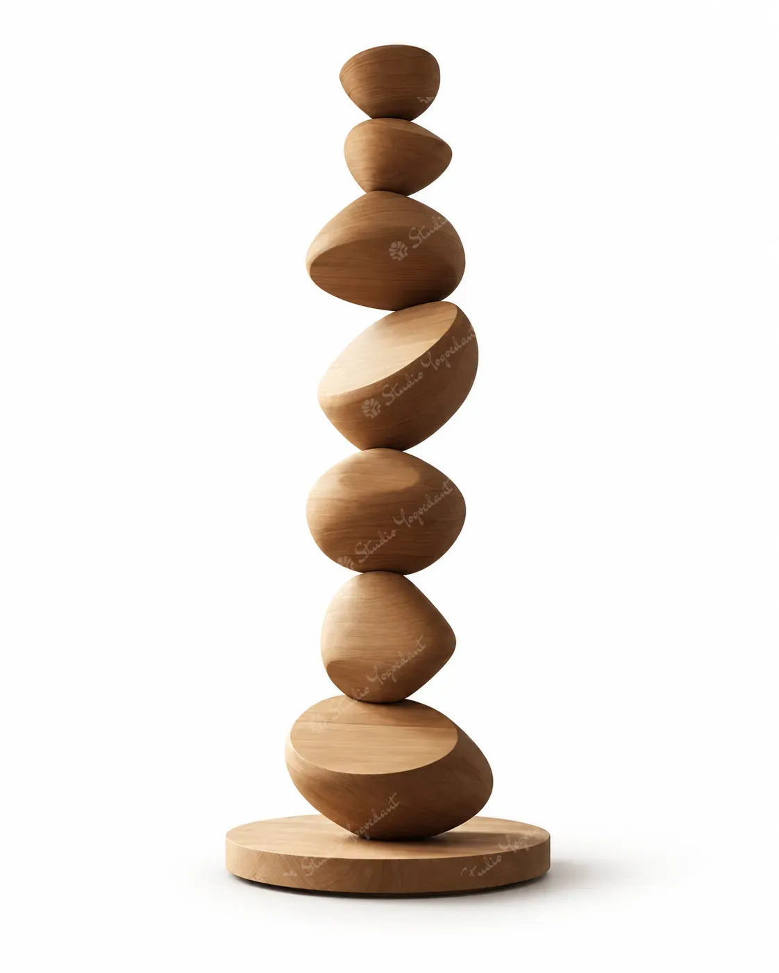 Stacked Pebble Wood-Effect Floor Sculpture