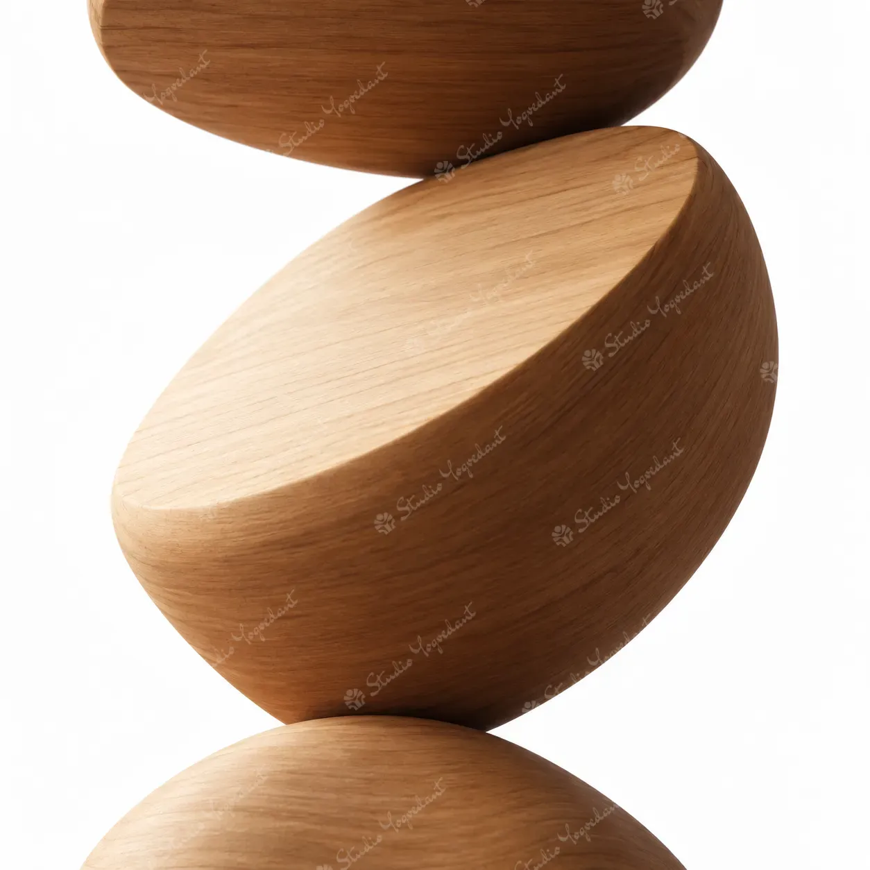 Stacked Pebble Wood-Effect Floor Sculpture - Image 2