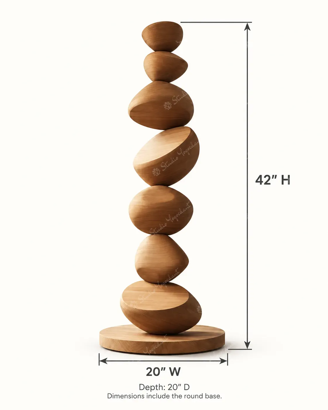 Stacked Pebble Wood-Effect Floor Sculpture - Image 4