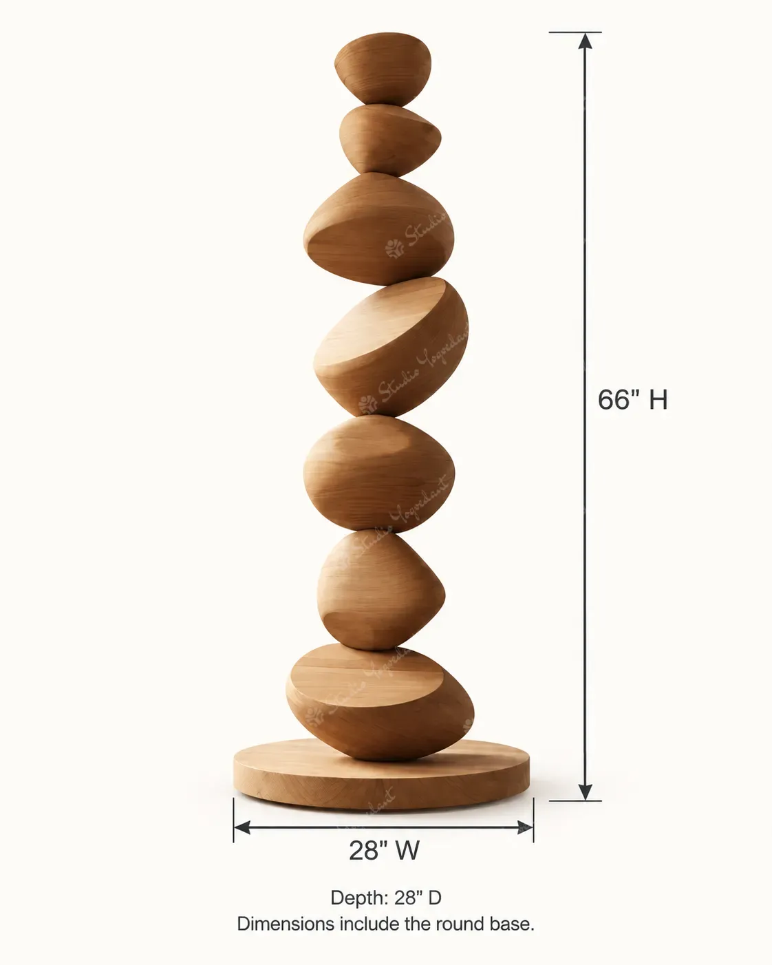 Stacked Pebble Wood-Effect Floor Sculpture - Image 5