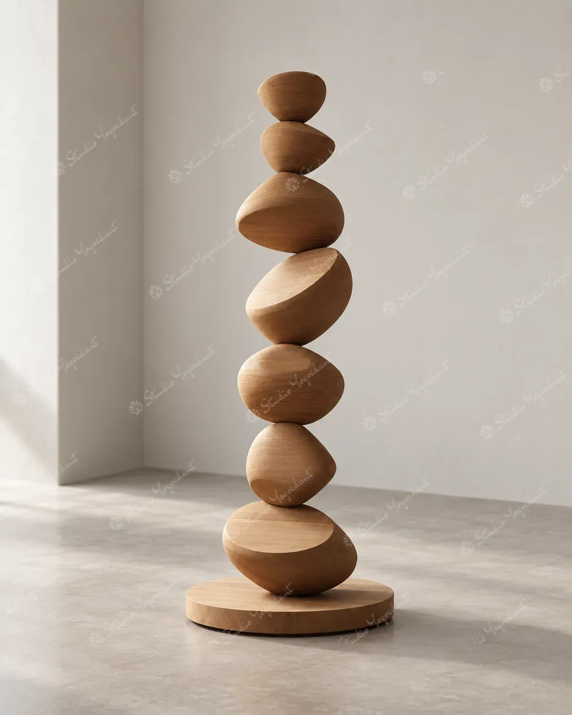 Stacked Pebble Wood-Effect Floor Sculpture - Image 6