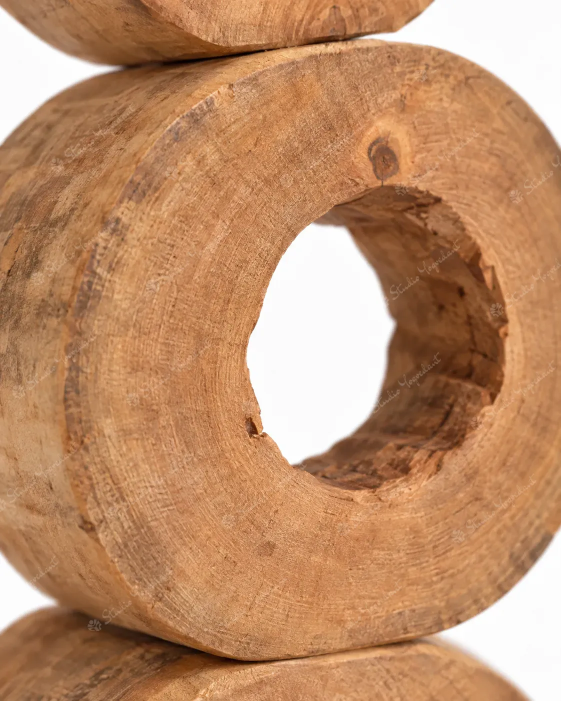 Stacked Wooden Ring Totem Sculpture - Image 2