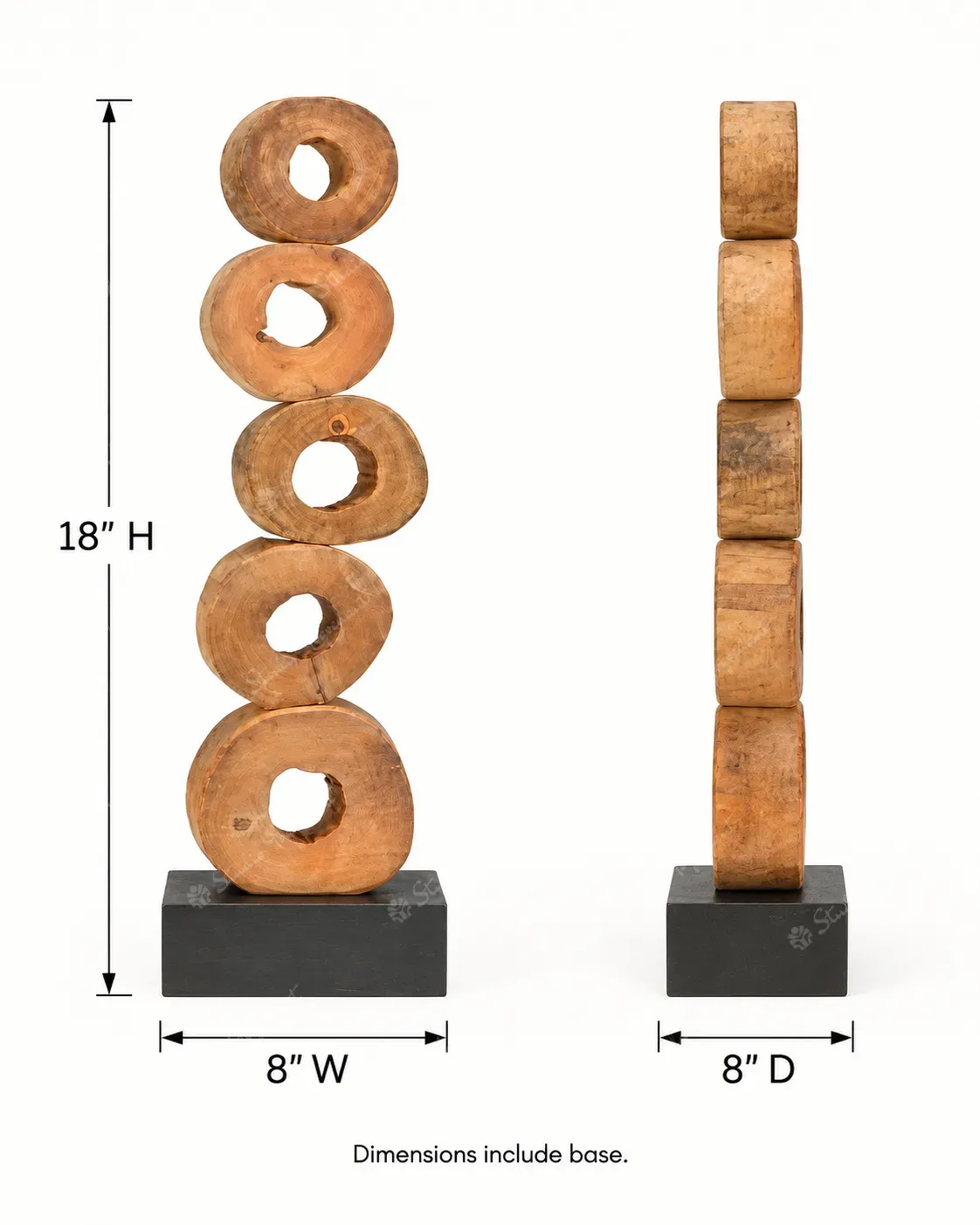 Stacked Wooden Ring Totem Sculpture - Image 4