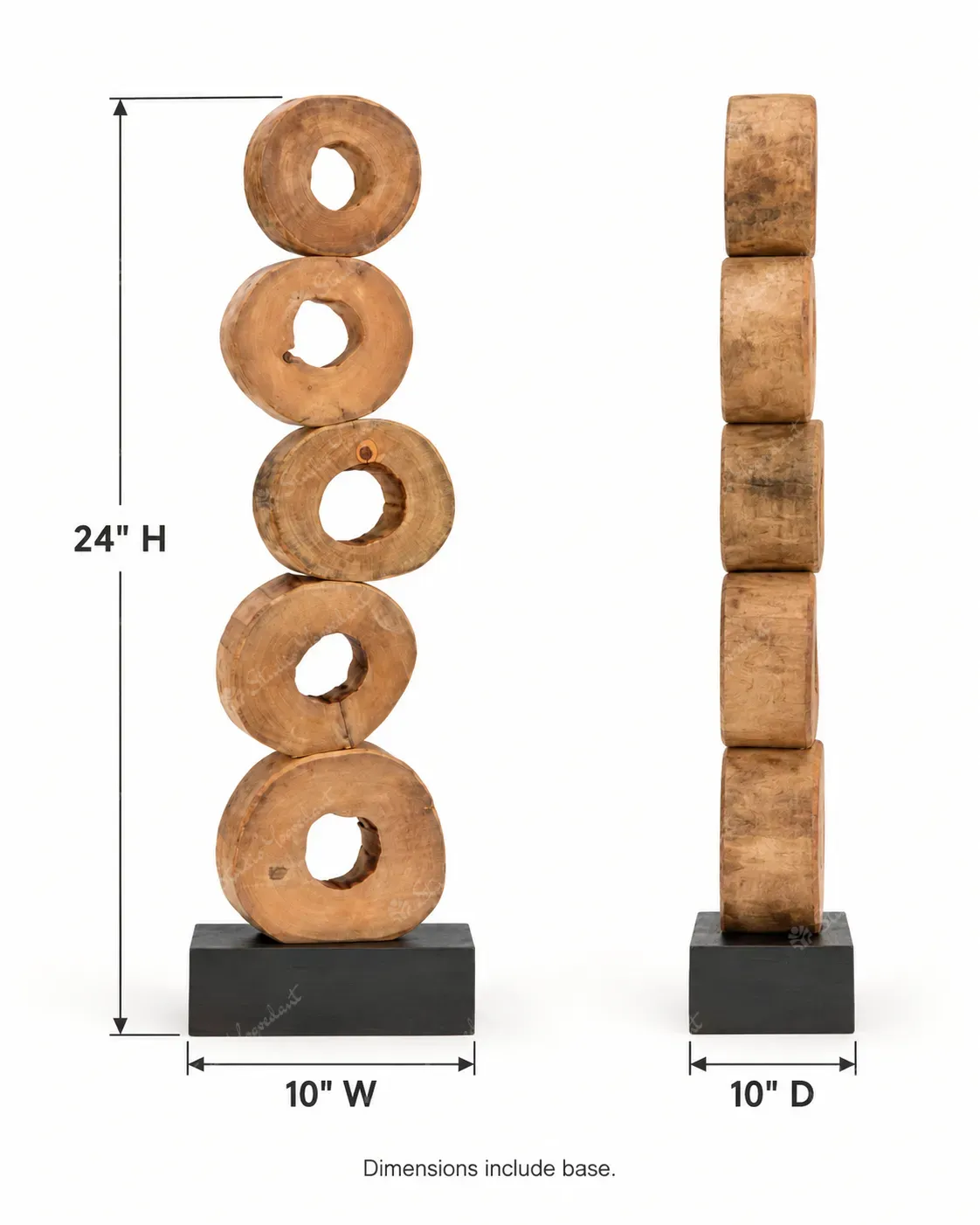 Stacked Wooden Ring Totem Sculpture - Image 5