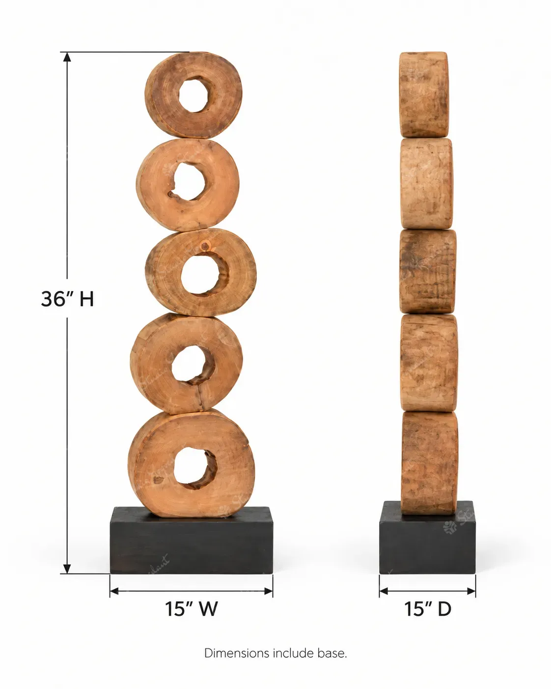 Stacked Wooden Ring Totem Sculpture - Image 6