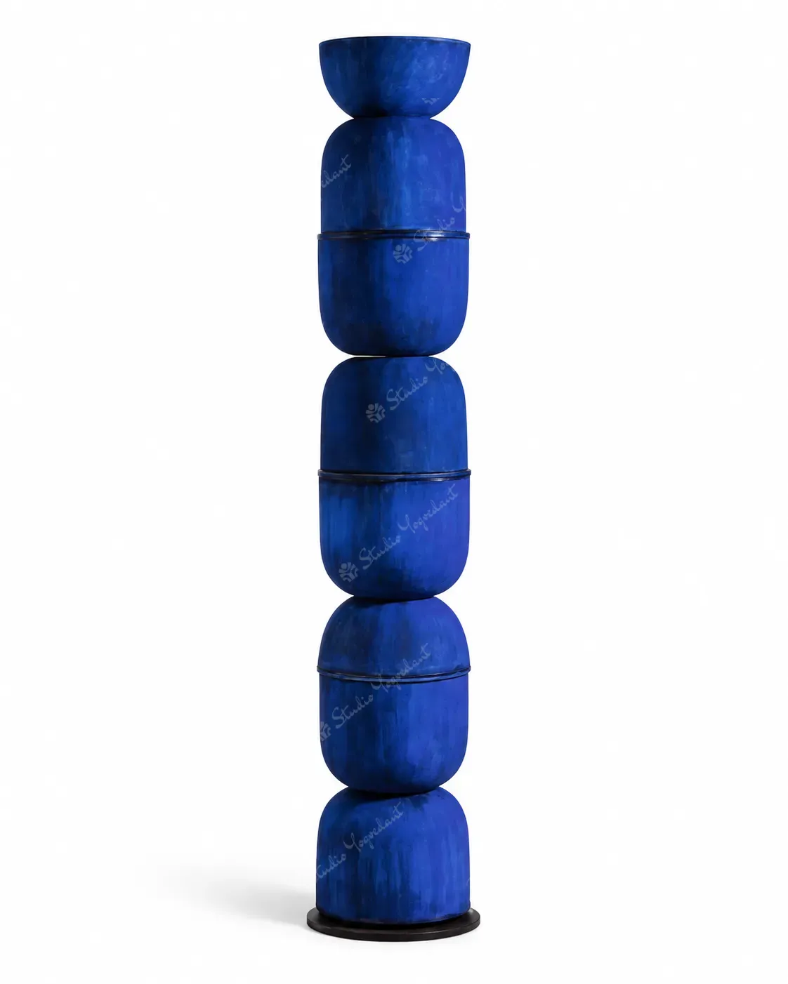 Cobalt Blue Stacked Floor Totem Sculpture