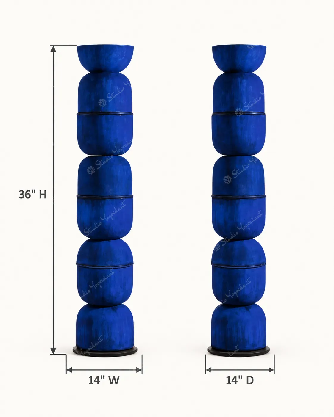 Cobalt Blue Stacked Floor Totem Sculpture - Image 4