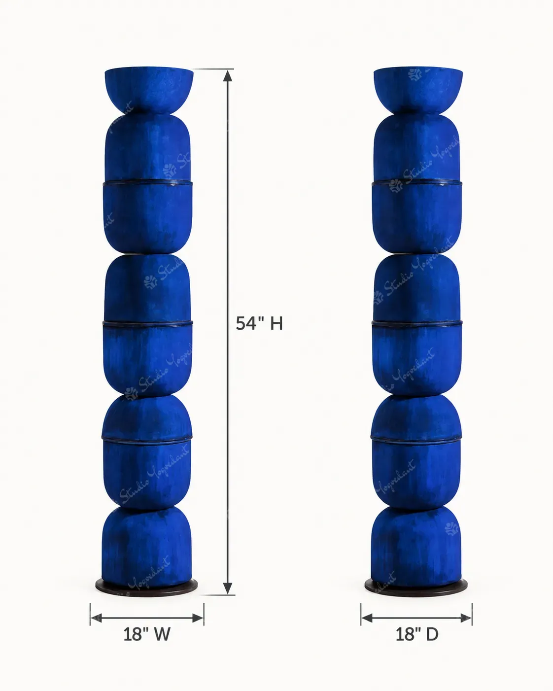 Cobalt Blue Stacked Floor Totem Sculpture - Image 5
