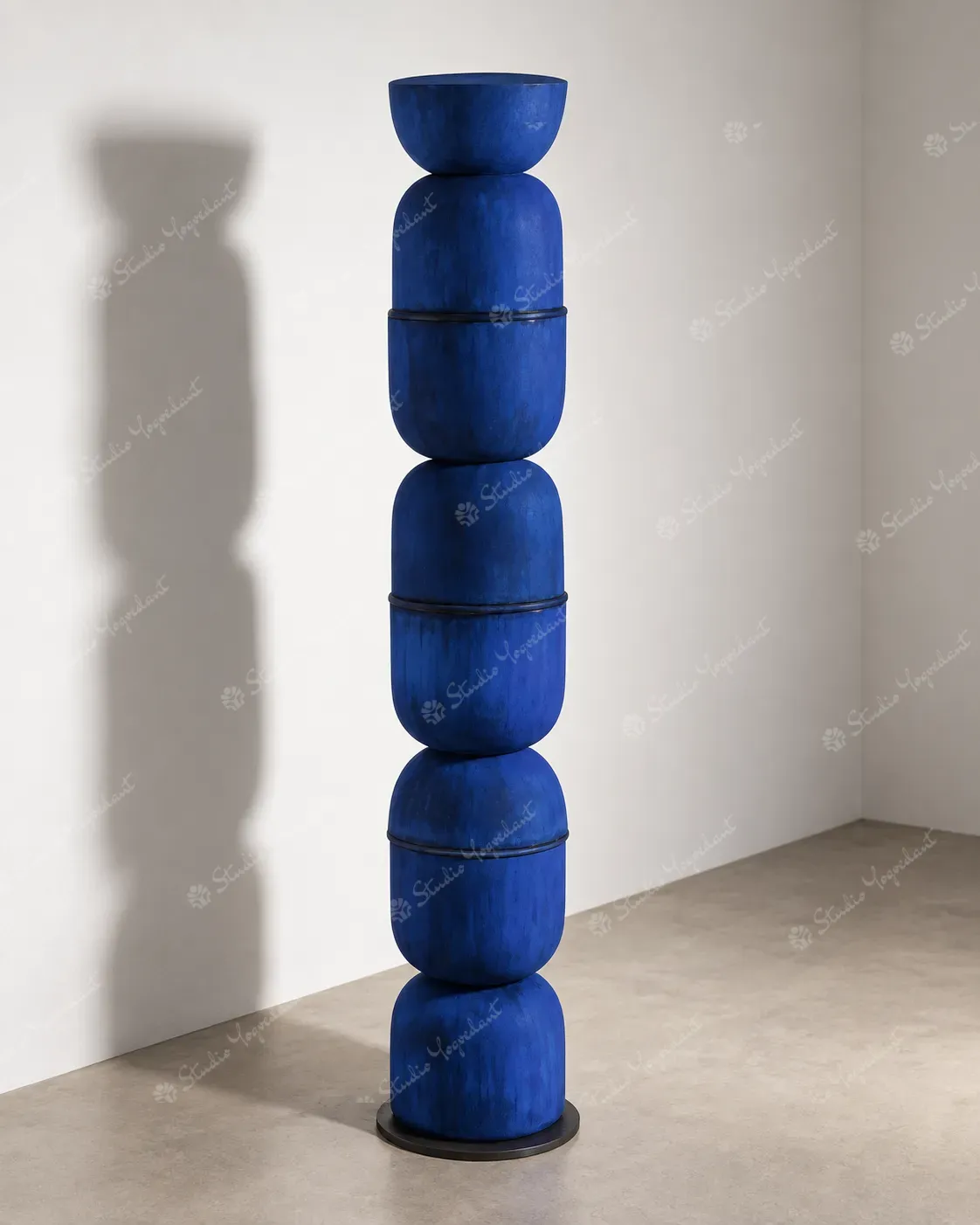 Cobalt Blue Stacked Floor Totem Sculpture - Image 6