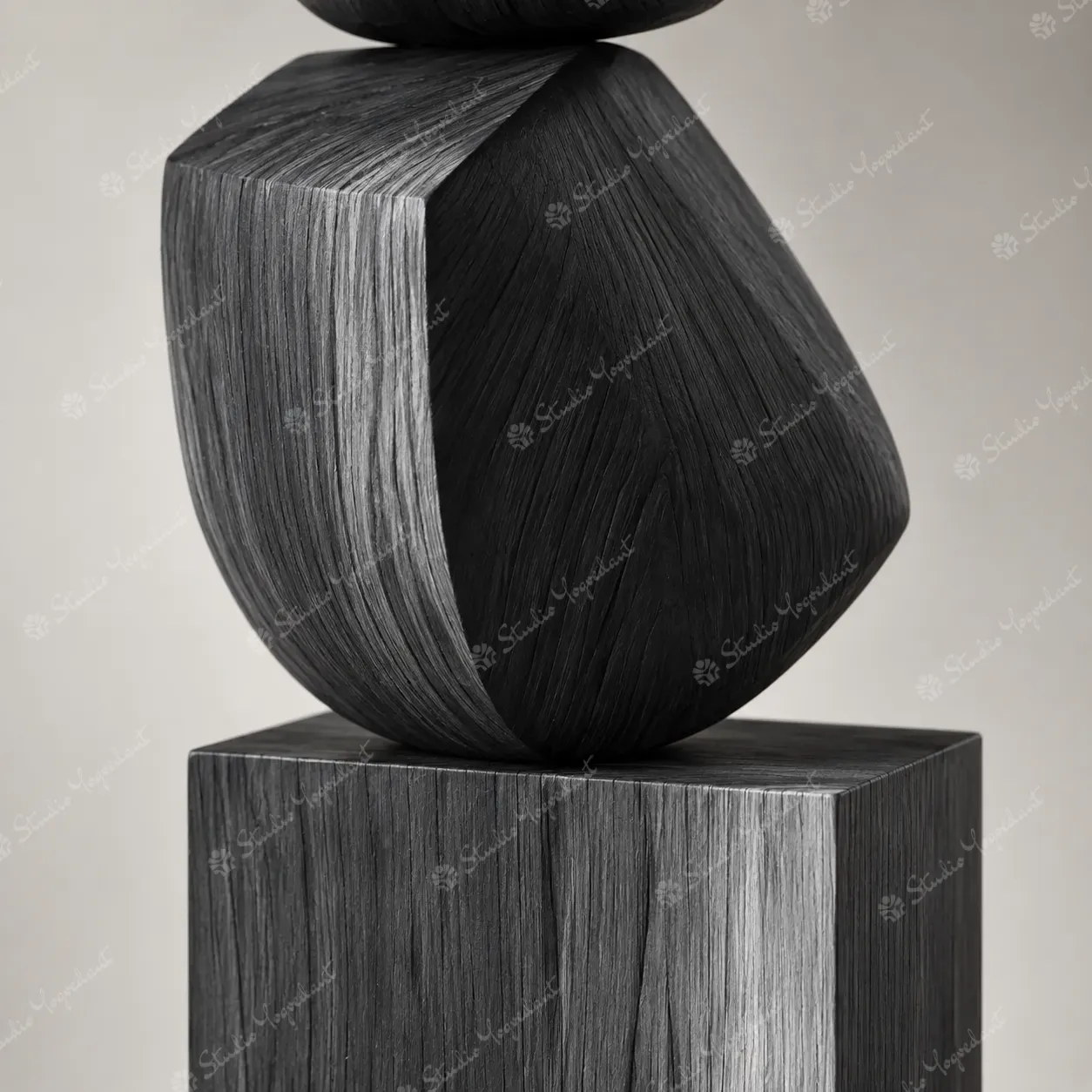 Black Stacked Geometric Floor Totem - Image 2