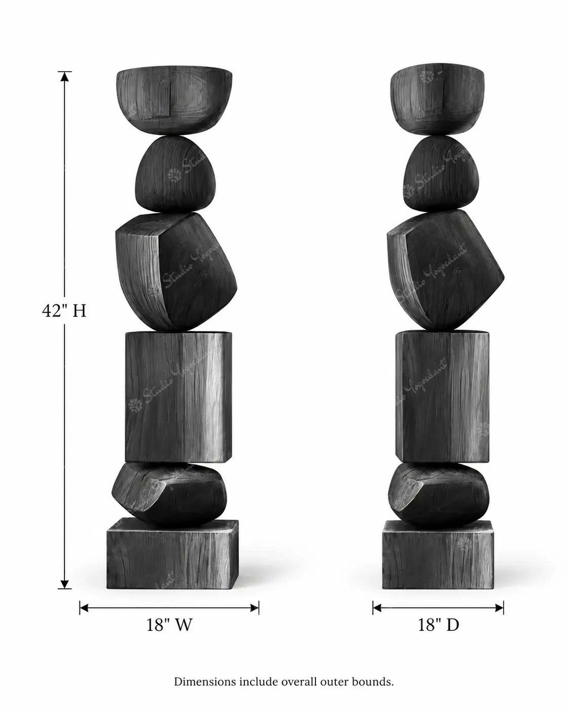 Black Stacked Geometric Floor Totem - Image 4