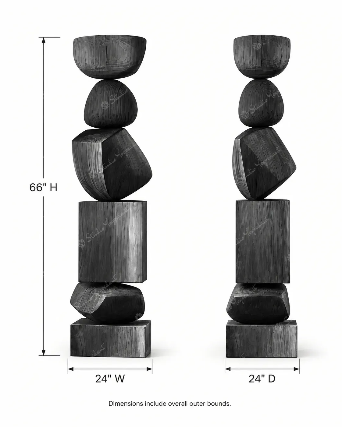 Black Stacked Geometric Floor Totem - Image 5