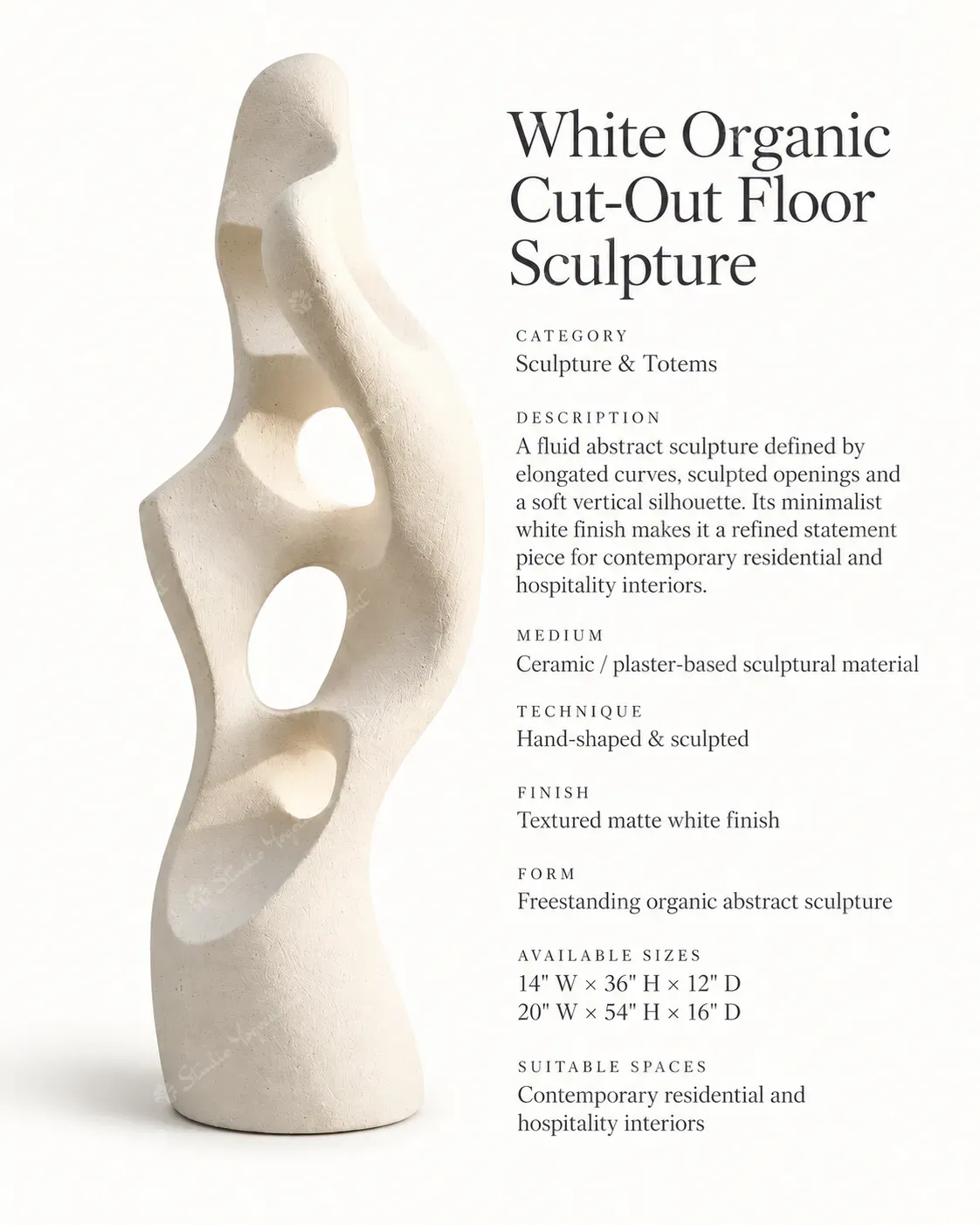 White Organic Cut-Out Floor Sculpture - Image 3