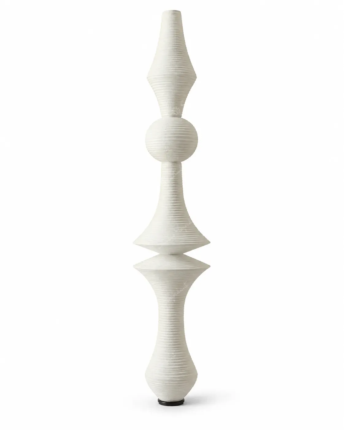 White Ribbed Vertical Floor Totem Sculpture