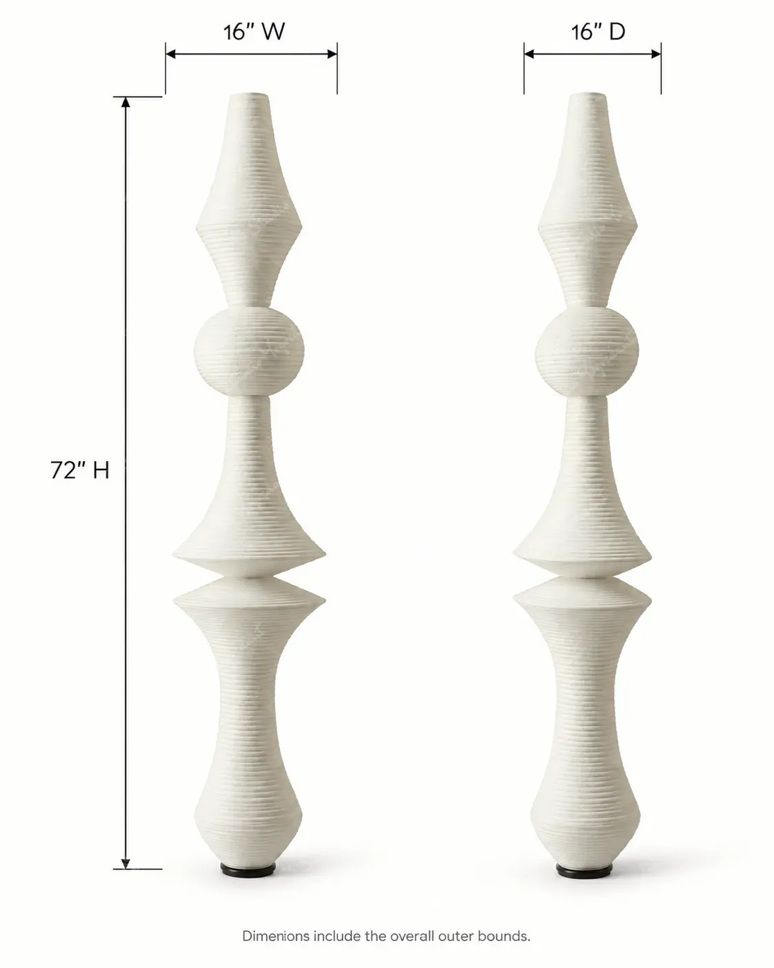 White Ribbed Vertical Floor Totem Sculpture - Image 4