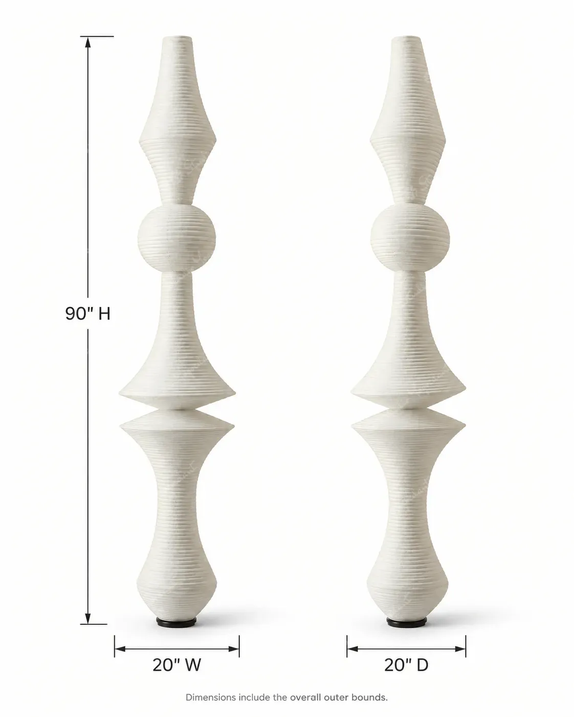 White Ribbed Vertical Floor Totem Sculpture - Image 5