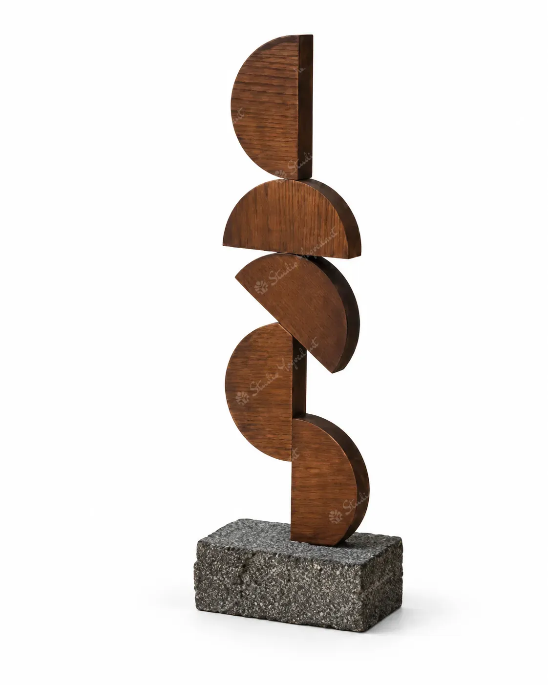 Abstract Wood Balance Table Sculpture