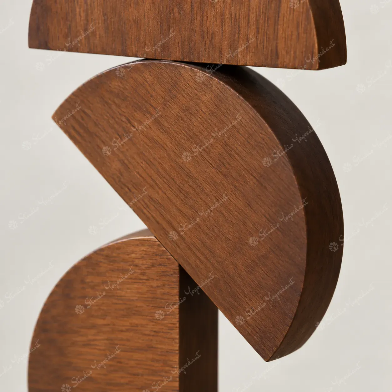 Abstract Wood Balance Table Sculpture - Image 2