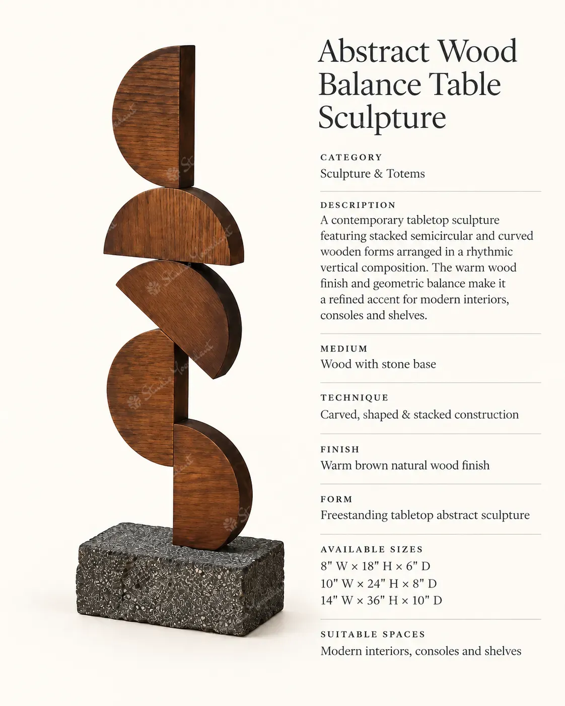 Abstract Wood Balance Table Sculpture - Image 3