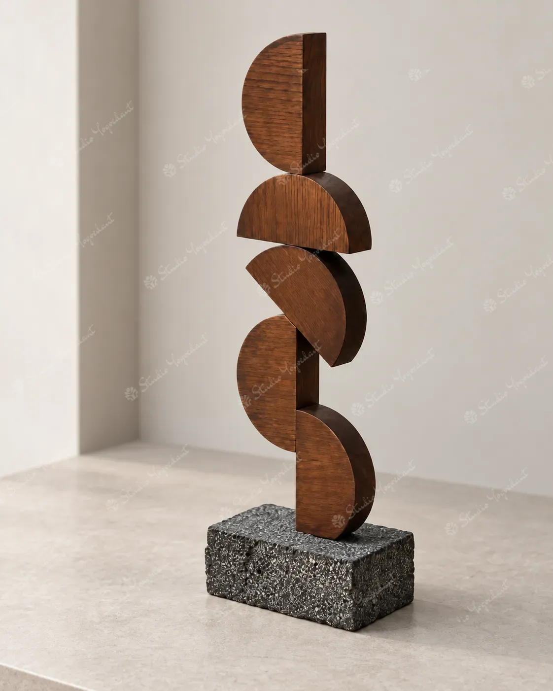 Abstract Wood Balance Table Sculpture - Image 7