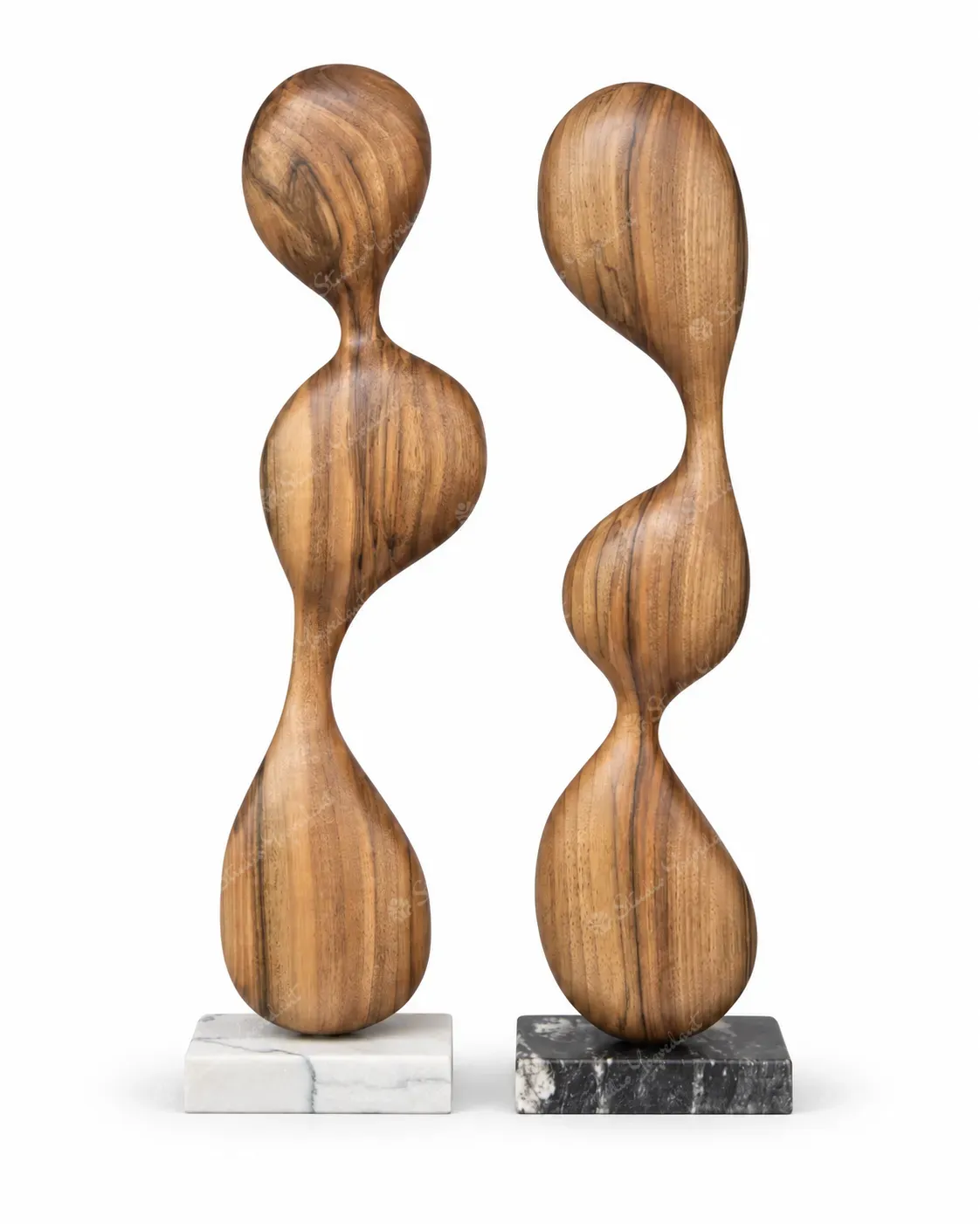 Organic Wood Twist Sculpture Pair