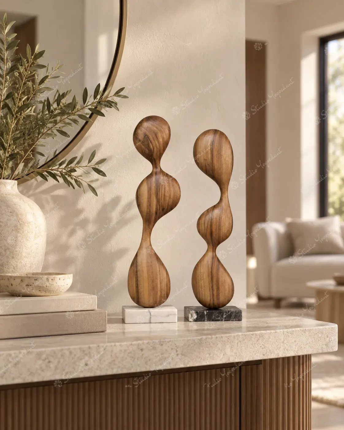 Organic Wood Twist Sculpture Pair - Image 8